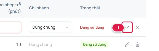 Phần cuối dòng ca đang thêm, dấu tích để lưu được khoanh số 1 cạnh dấu nhân để bỏ